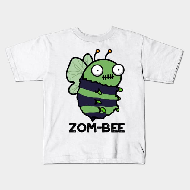 Zom-bee Cute Halloween Zombie Bee Pun Kids T-Shirt by punnybone